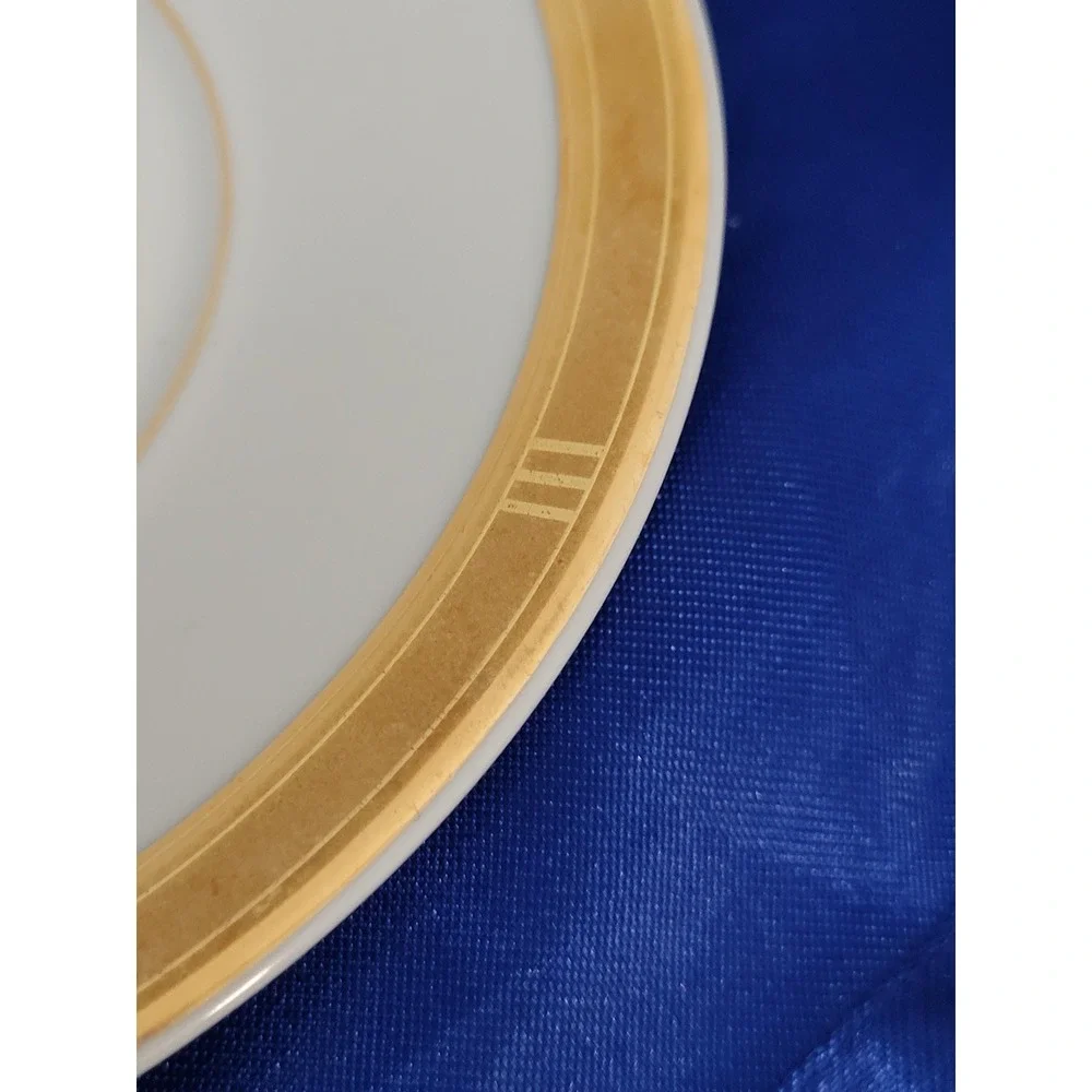 Porcelain Tea Coffee Cup and Saucer, Bernardaud Limoges Roulette Pattern